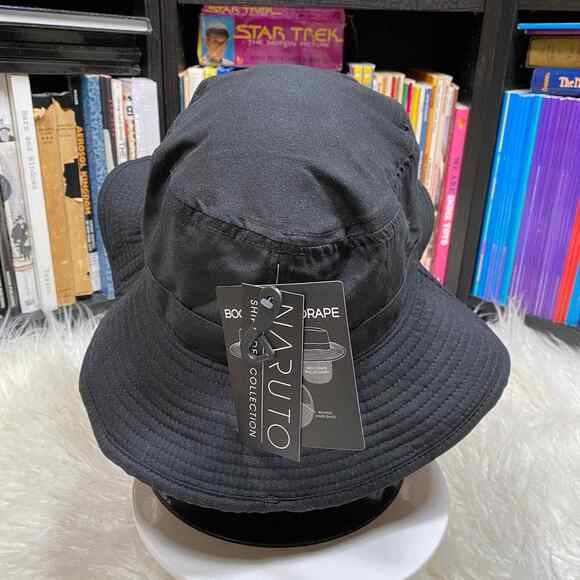 NARUTO SHIPPUDEN AKATSUKI BOONIE HAT W/ AKATSUKI NECK DRAPE BUCKET HAT - Picture 3 of 9